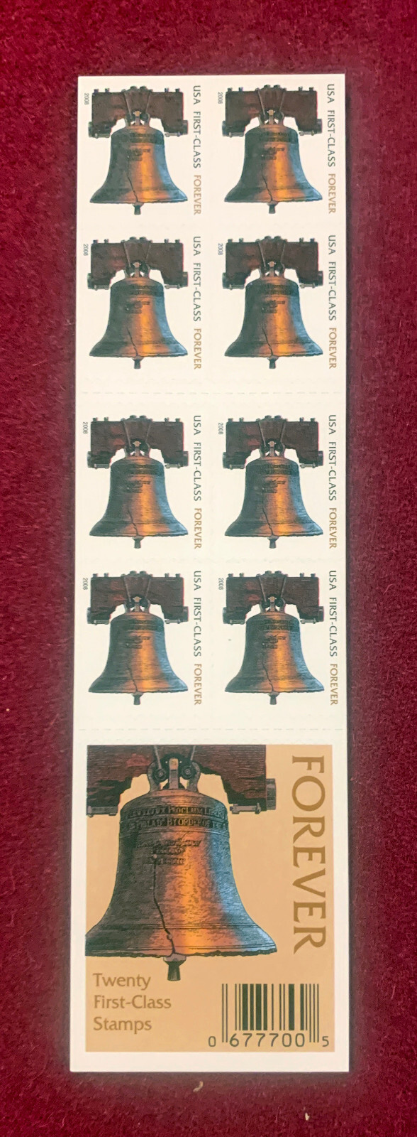 LIBERTY BELL (#4126b) FOREVER Stamps 2008 – Booklet 20 US Stamps (MNH)