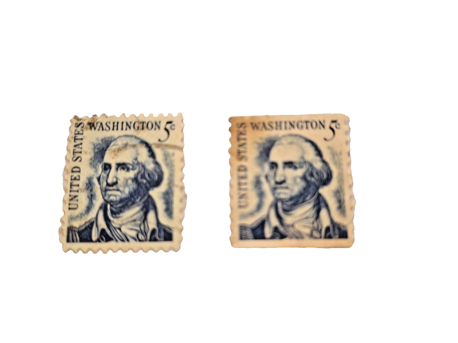 2 VINTAGE US Postage Stamp George Washington 5 Cent BLUE