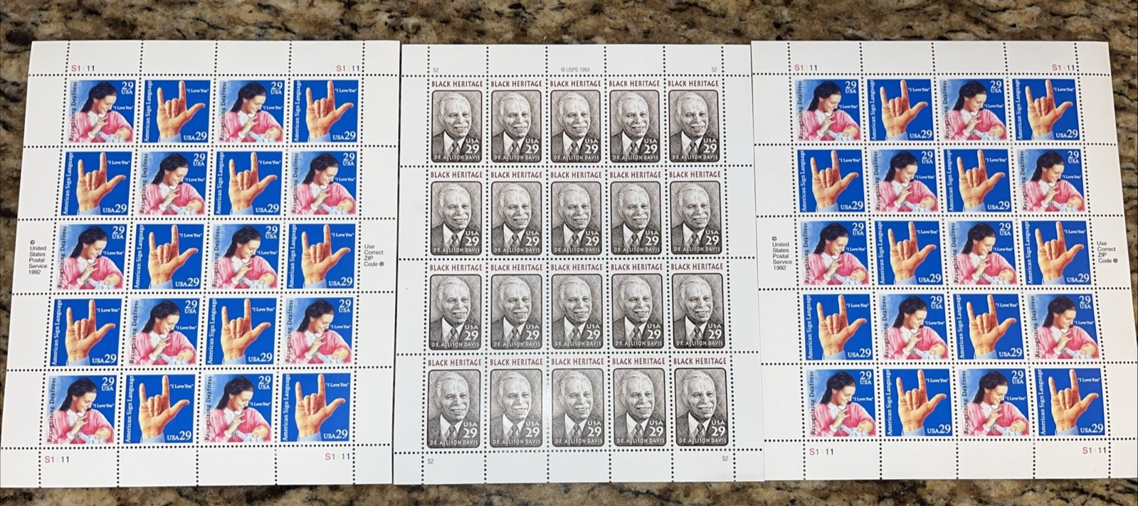 Lot of 60 Unused 29c Stamps US Postage, Sheets, Great Condition, $17 Face Value