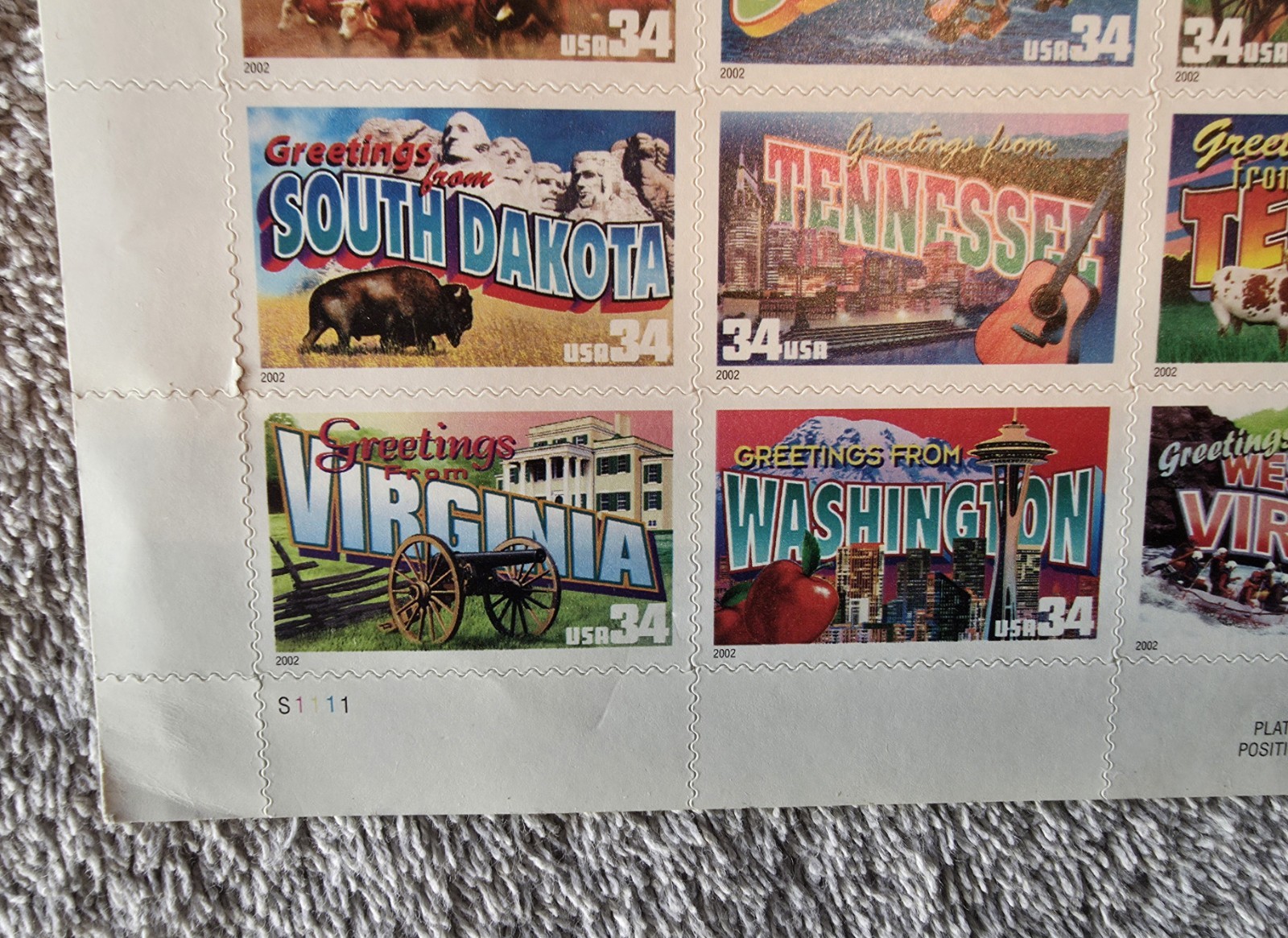 Lot – 2 USPS Stamps Sheets: WONDERS OF AMERICA 39¢ & GREETINGS FROM AMERICA 34¢