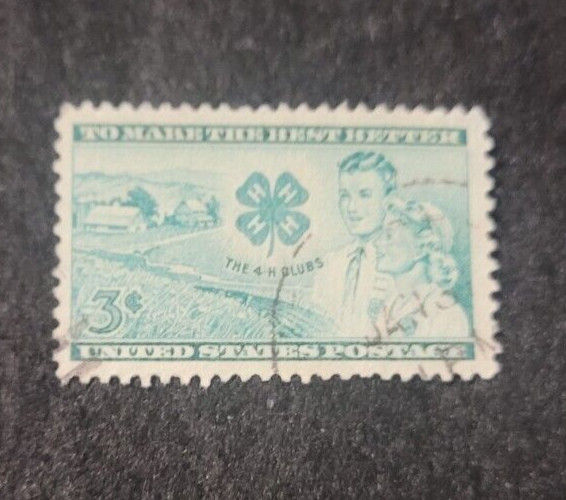 # 1005 – 1952 3¢ 4-H Club four-leaf clover USA Used 1 Stamp +2 FREE
