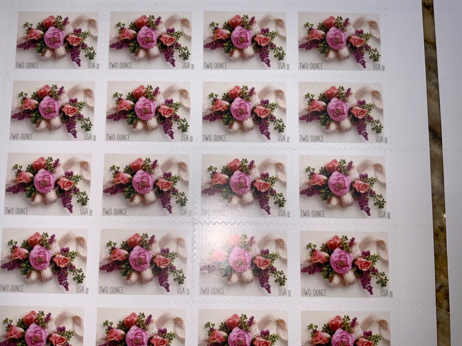 Garden Corsage sheet of 20 x 2 Forever Stamps 2 oz