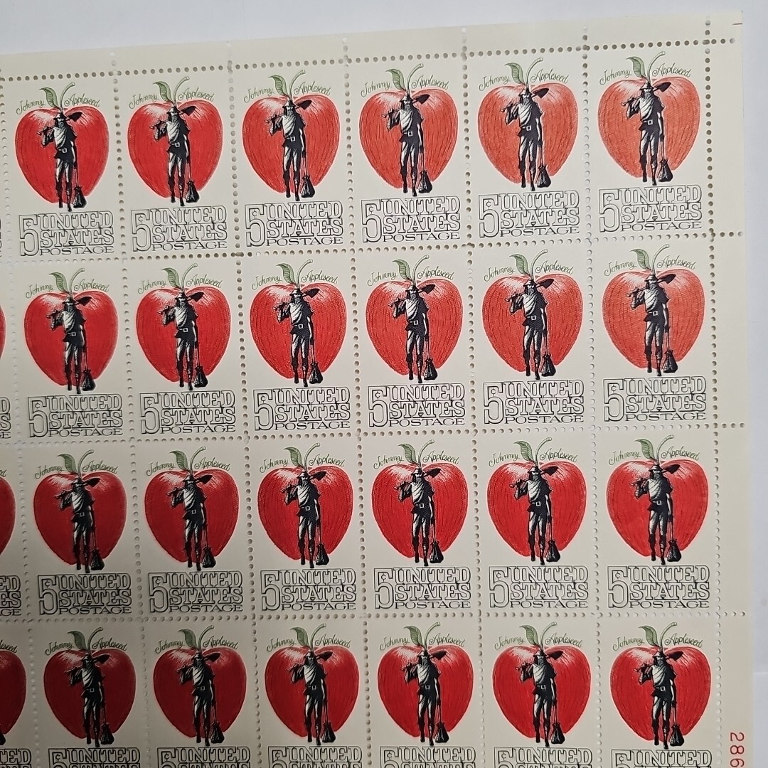 Stamp US Postage 5c 5 Cent Sheet OF 50 Stamps Johnny Appleseed Collectible