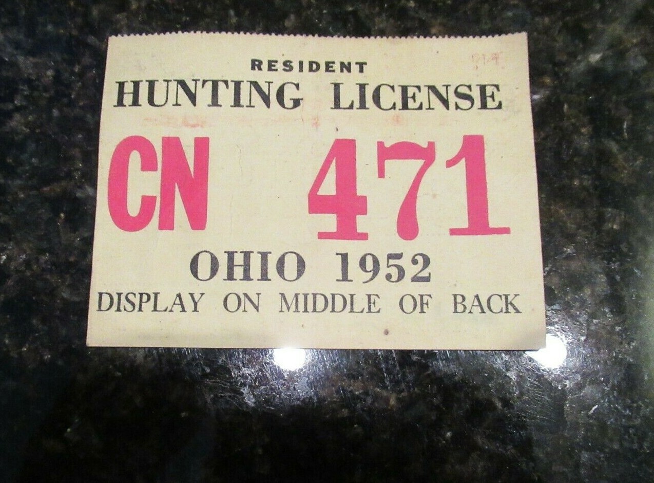 1952 Ohio Resident Hunting License No CN471
