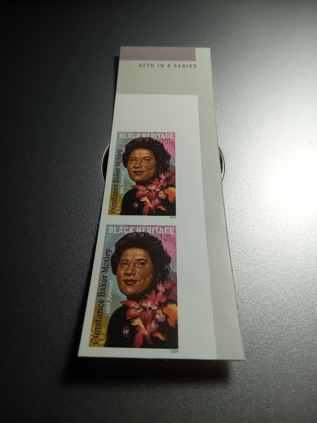 USA 2024 Sc #5830a 4ever CONSTANCE BAKER MOTLEY Imperf/NDC Vertical pair Mint