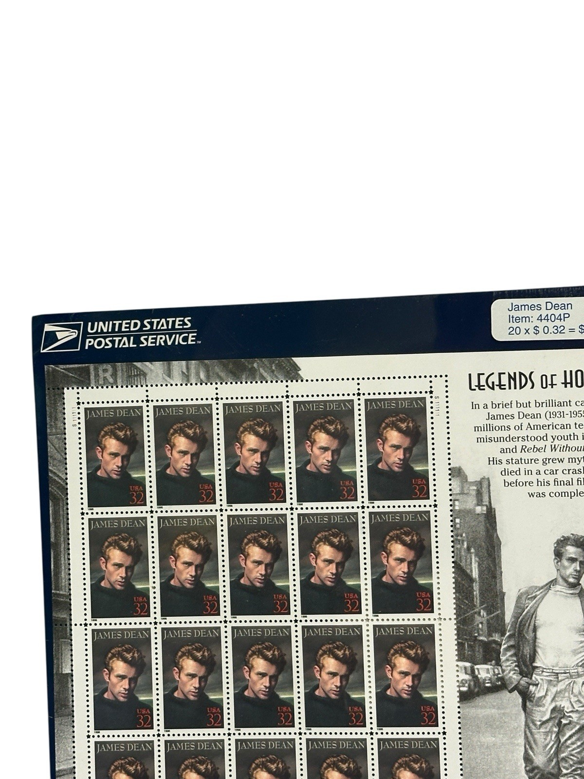 USPS James Dean Legends Of Hollywood 32 Cent Stamps Factory Sealed