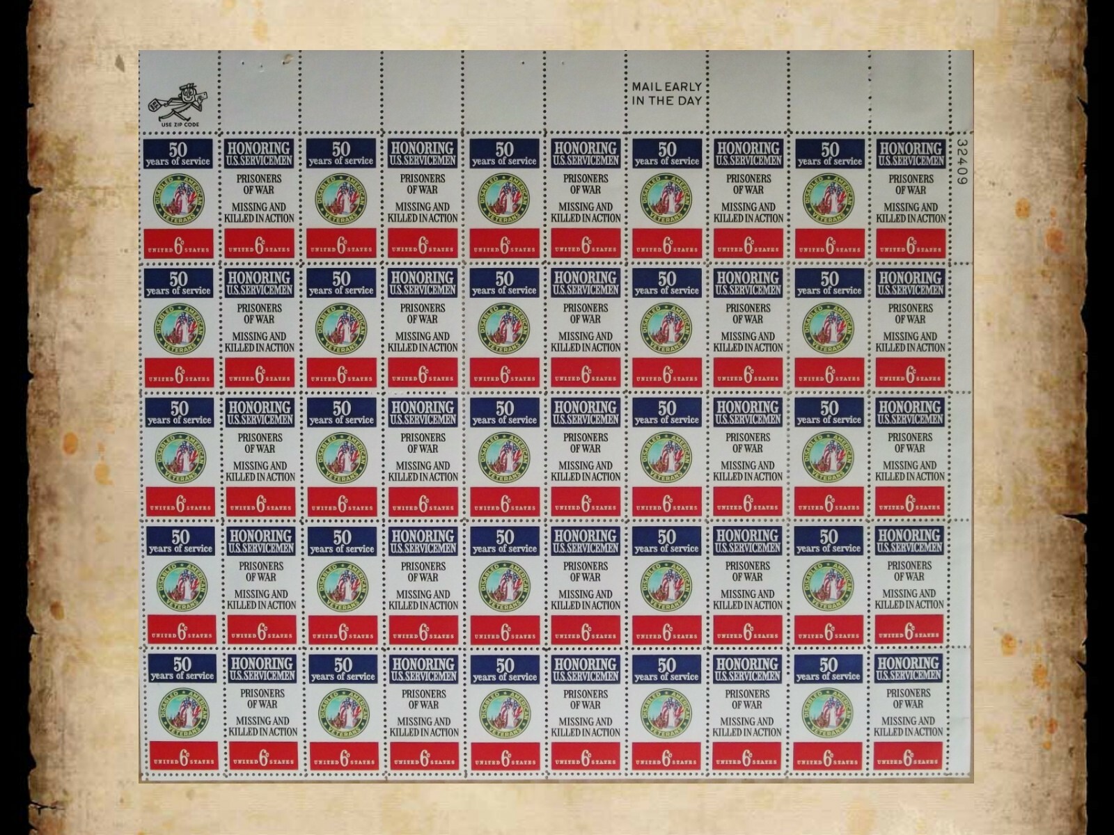 US Postage Stamps Face Value $45+ Unused Lot #12 Sheets Blocks Military History