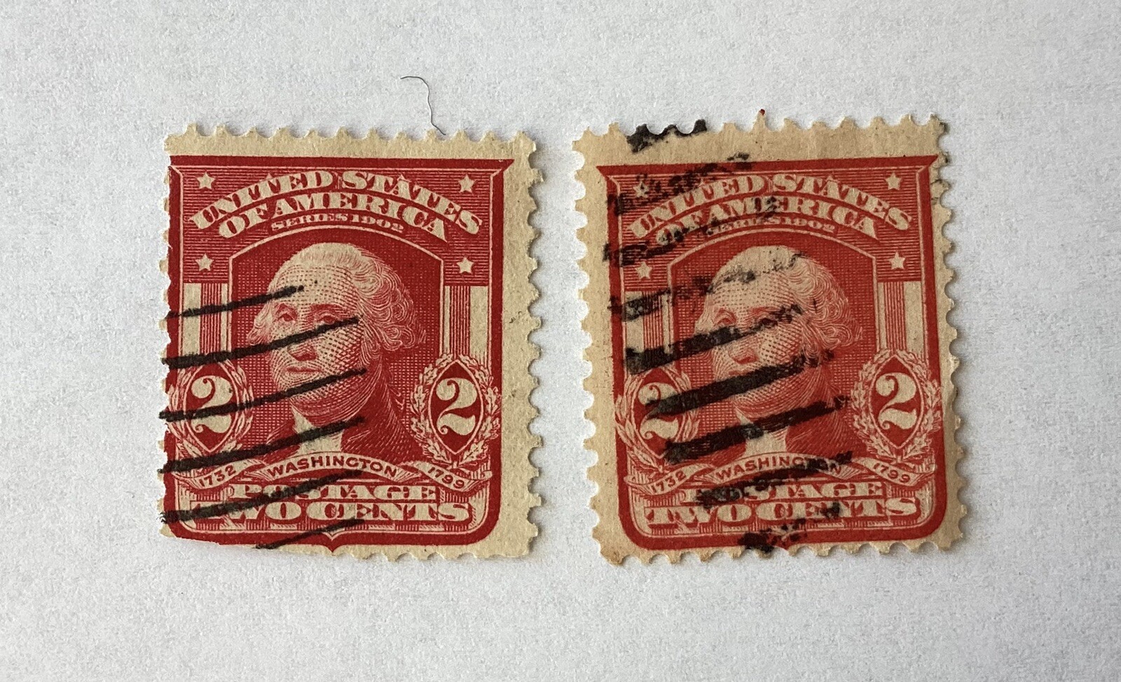 Lot of 2 George Washington 200 Year Birthday 2 Cent Stamps, 1932-1799