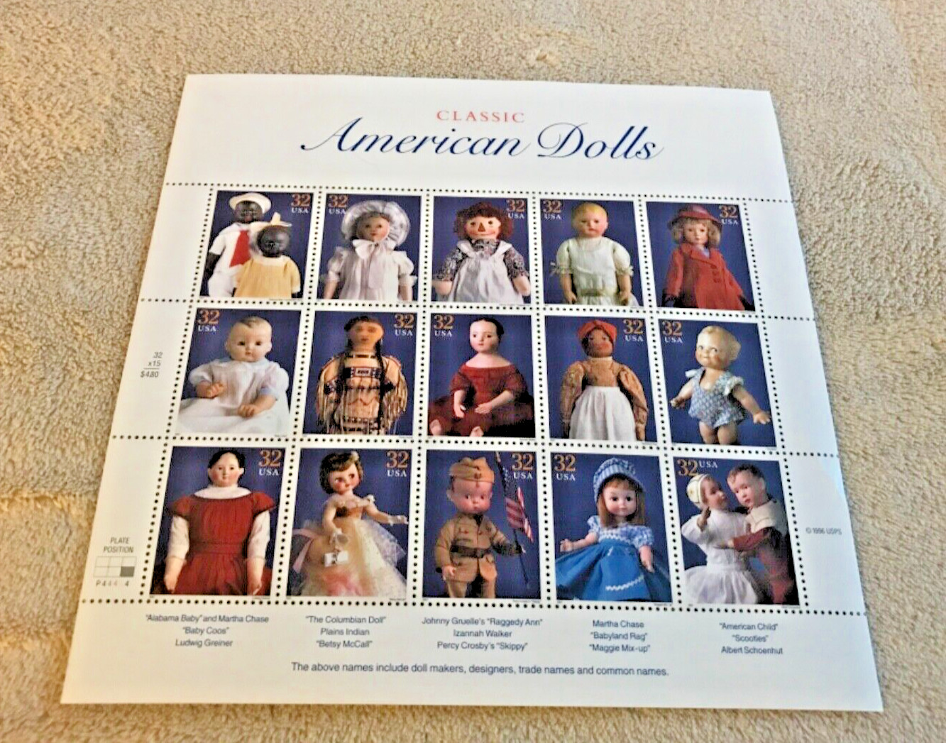 SCOTT #3151 American Dolls 32 cent 15 stamps MNH