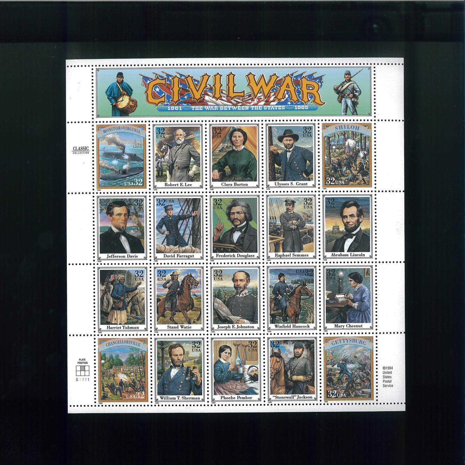 United States 32¢ Civil War Postage Stamp #2975 MNH Full Sheet