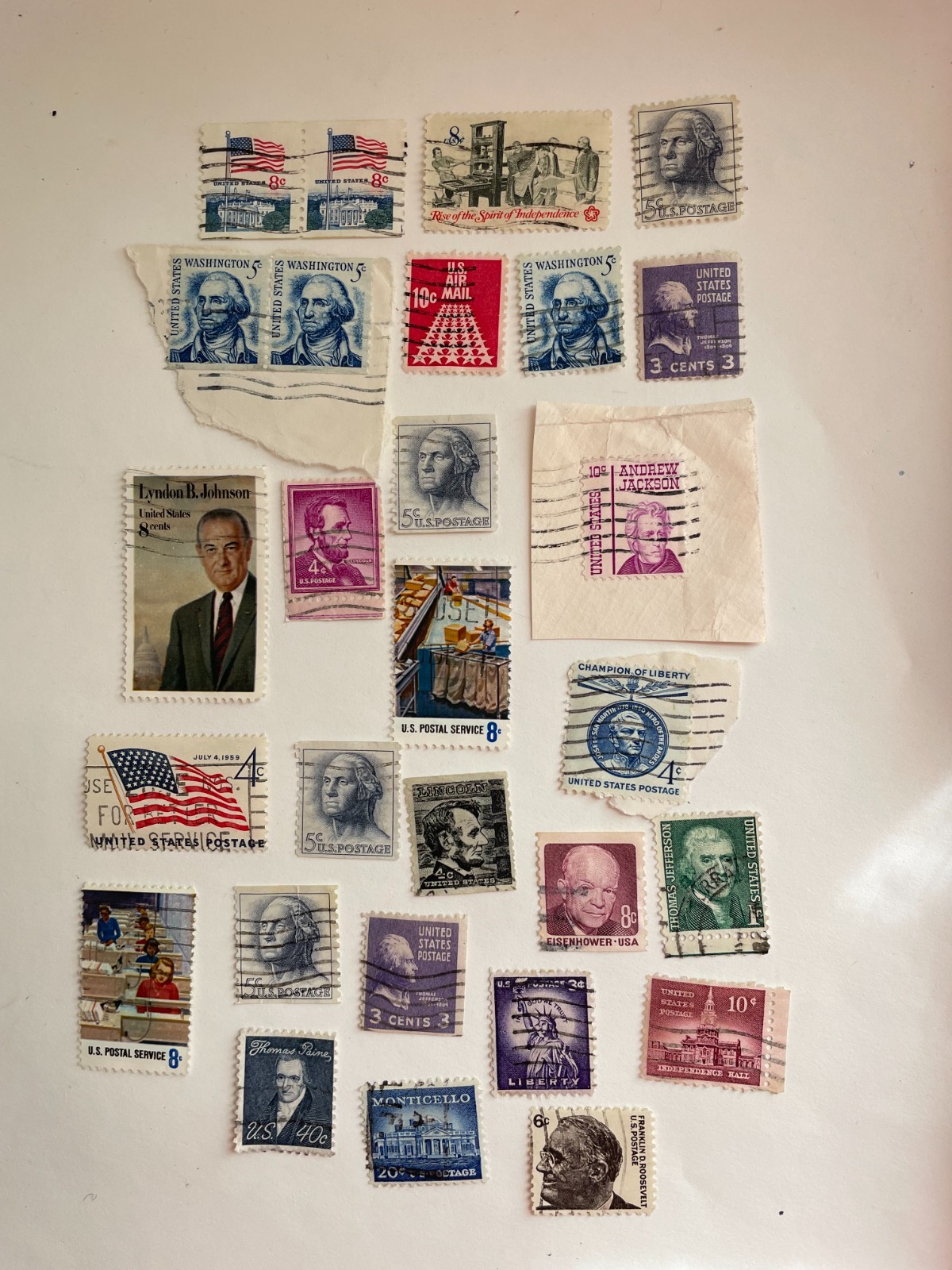 USED Cancelled USA Postage Stamps mixed historical Lot for crafting JULY 4