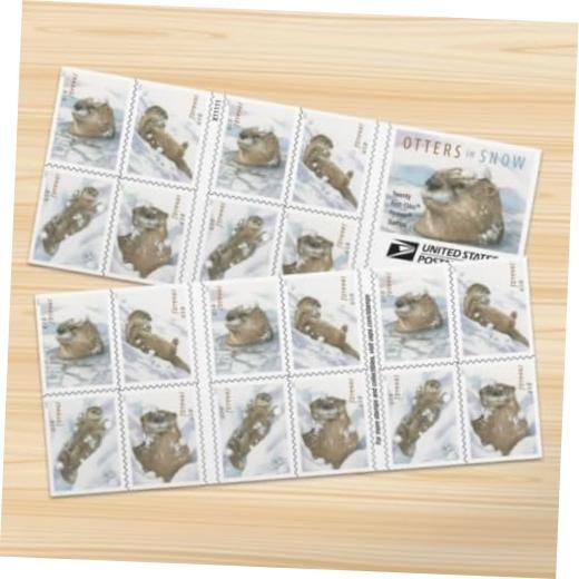 United States Postal Service Otters in Snow Postage Stamps (1 Booklet of 20