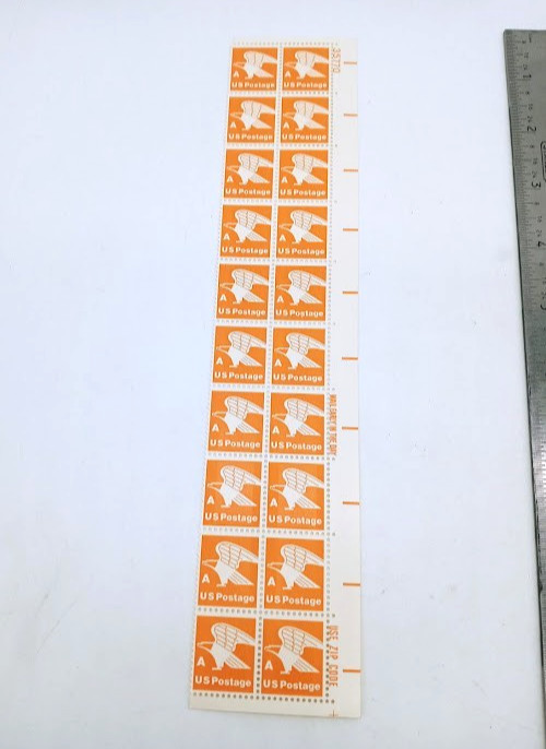 1978 Orange Eagle A Stamp Cent Stamps Block of 20 MT01