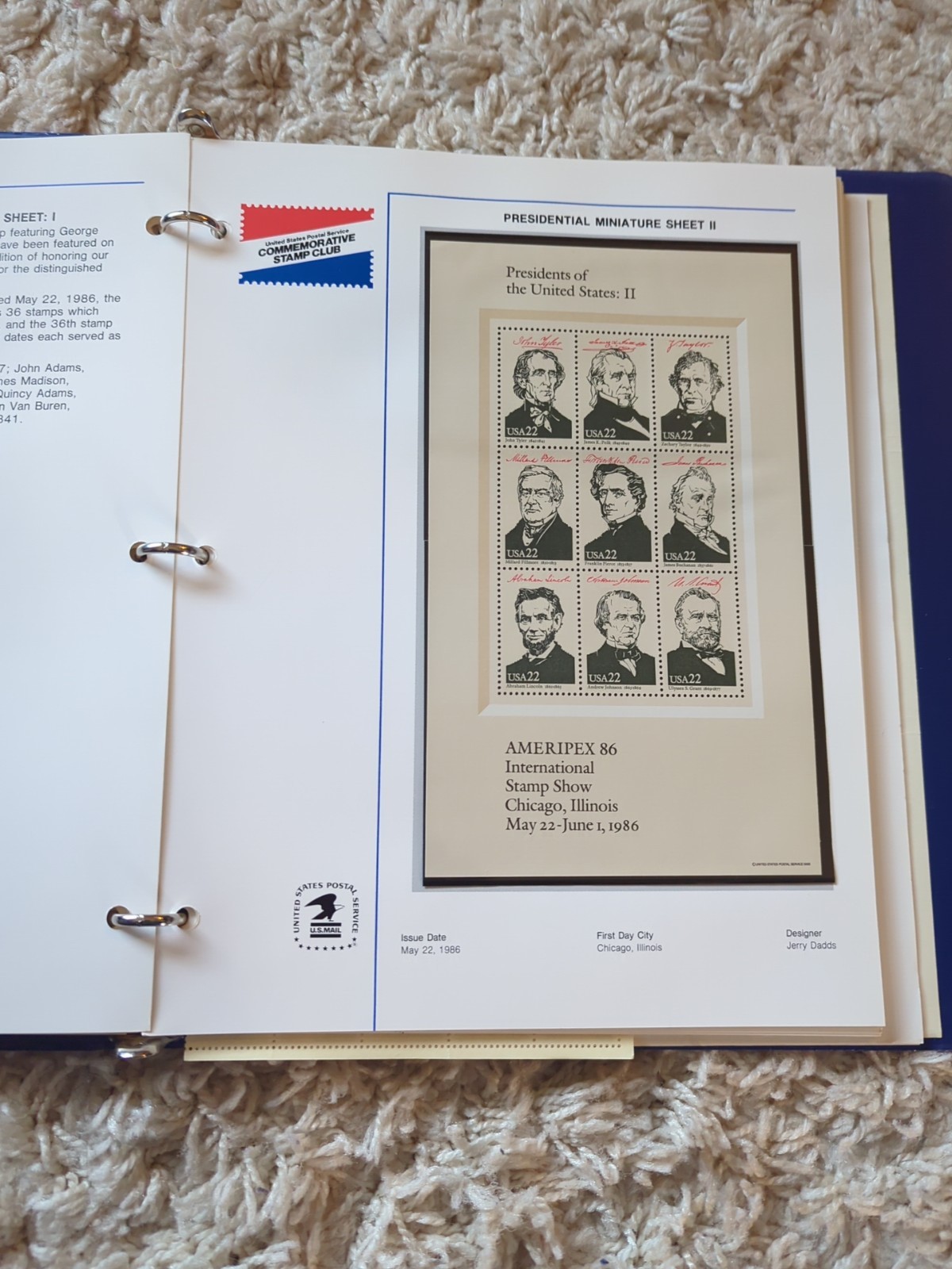 1986-1987 USPS Stamp Album – Arkansas Statehood – Christmas Contemporary Oct 23