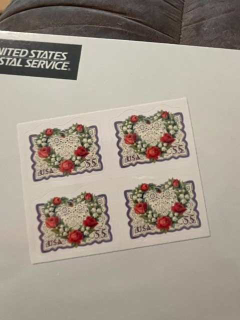 3275 Love Issue Flower Heart. 55c block of 4.