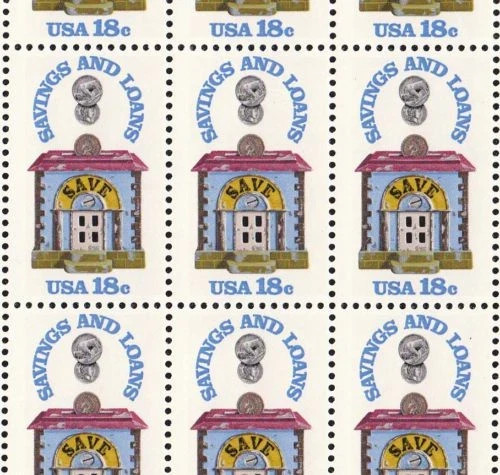 Bk 1 SCOTT 1911 SAVINGS & LOAN 18 CENT M NH FULL SHEET OF 50 $9 FACE POSTAGE MNH