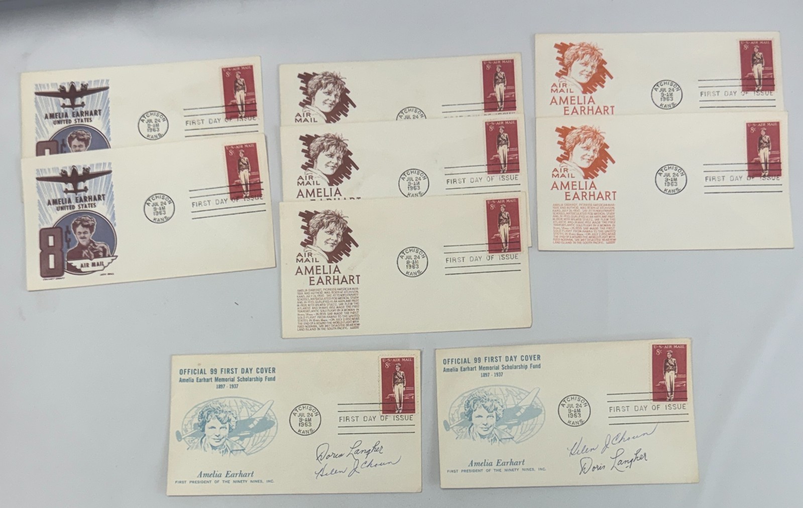 Amelia Earhart First Day Covers 1963 Air Mail Aviation Pioneer Scott C68 FDC
