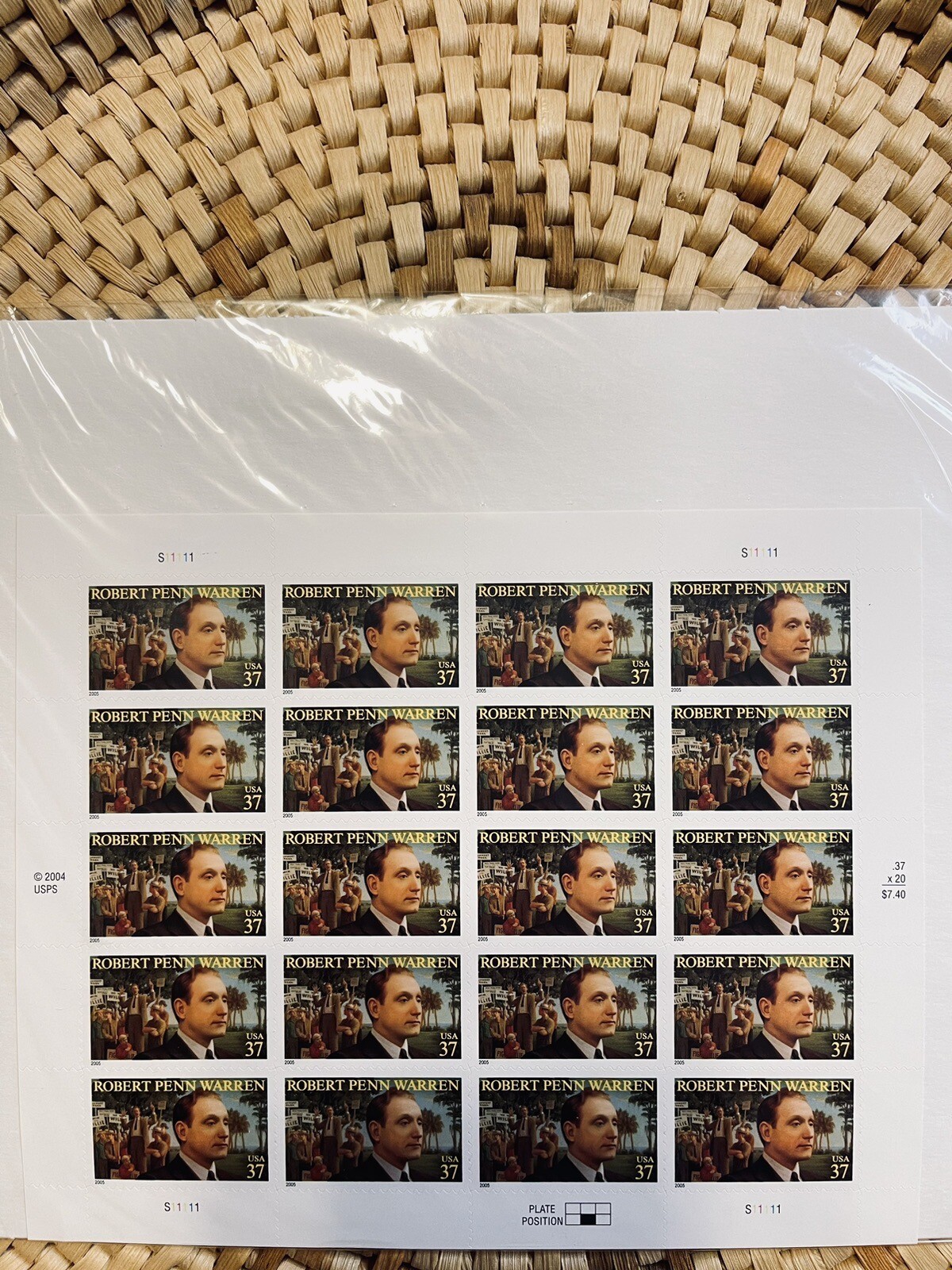 SCOTT #3904 ROBERT PENN WARREN SHEET OF 20-37 CENT STAMPS 2005 MNH FAST SHIPPING