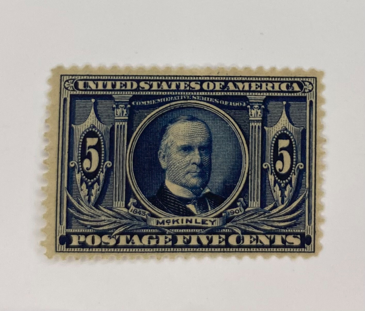US Scott #326 5 cent stamp blue U.S. William McKinley 1904 MNH M1317