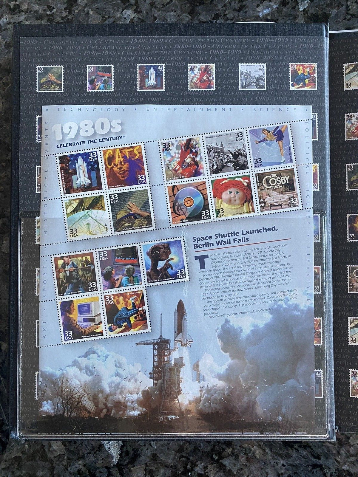 CELEBRATE THE CENTURY – COLLECTION OF BOOKs + COMMEMORATIVE STAMPS – 10 Volumes