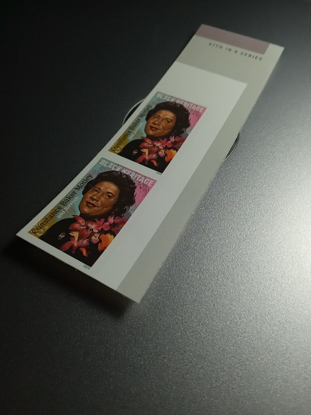 USA 2024 Sc #5830a 4ever CONSTANCE BAKER MOTLEY Imperf/NDC Vertical pair Mint
