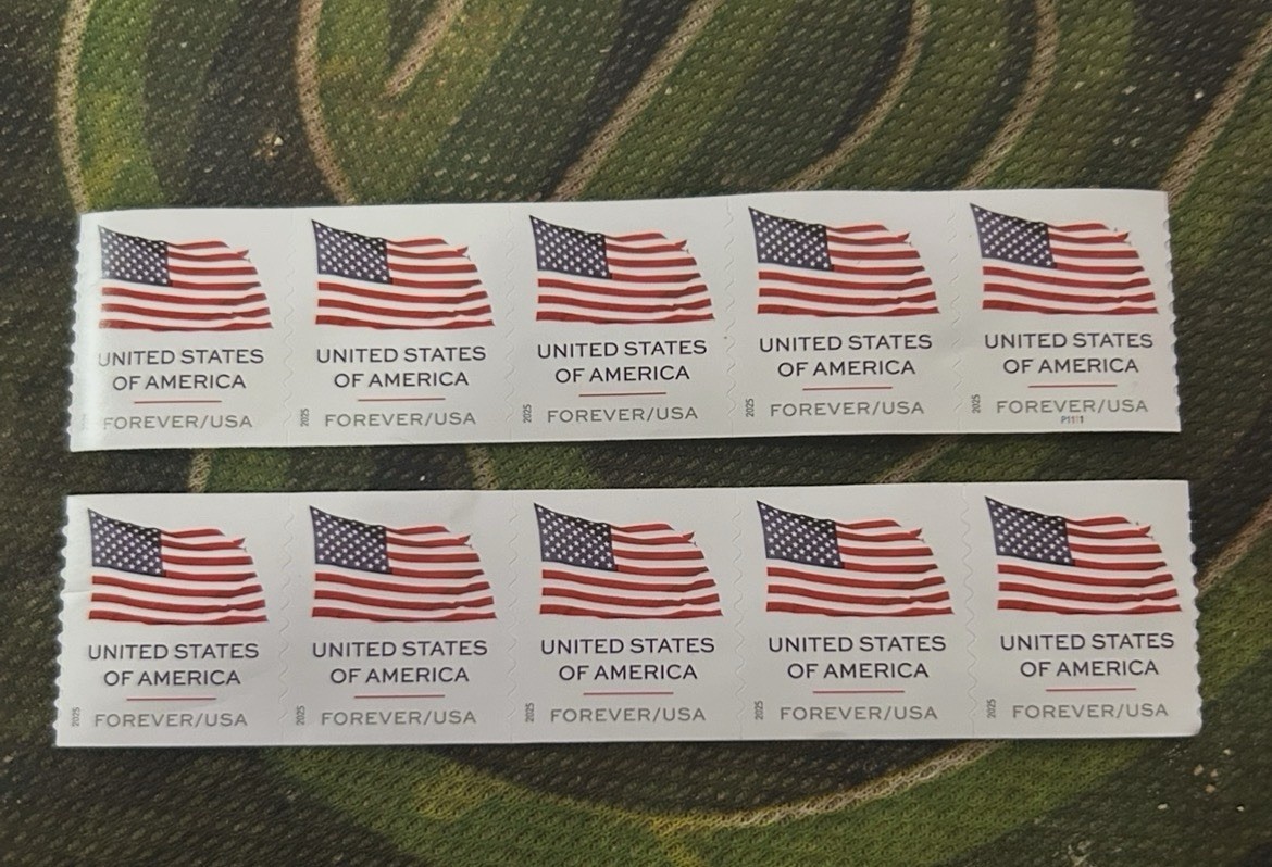 Ten (10) Mint USPS Forever Stamps USA Flag 2025 First Class Mail
