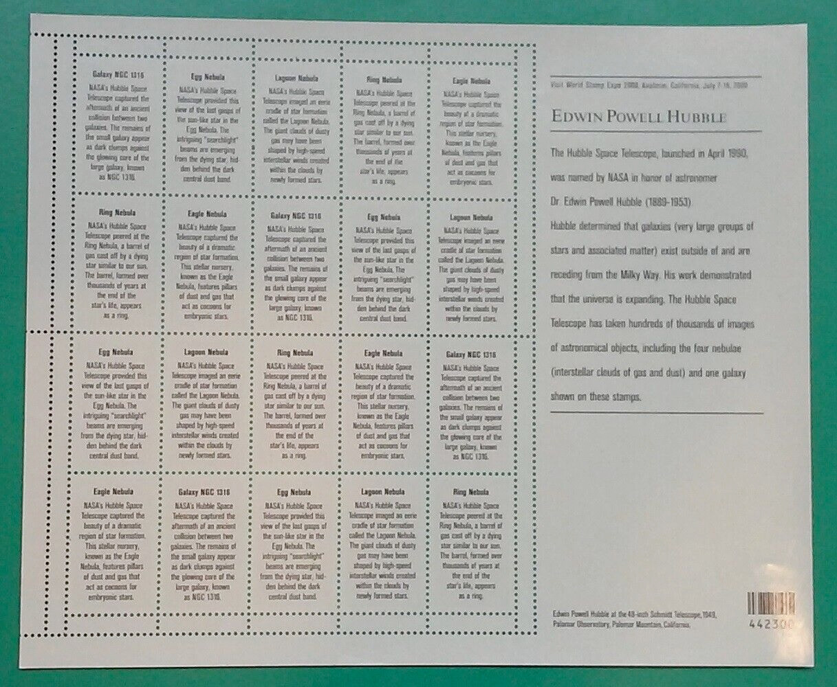 Three x 20 = 60 American Astronomer EDWIN POWELL HUBBLE 33¢ US Stamps. 3384-3388