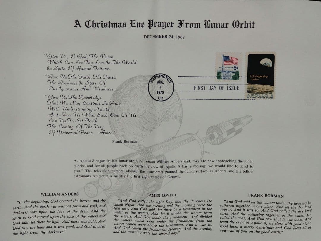 Christmas Eve Prayer from Lunar Orbit by Apollo 8 Astronaut F. Borman