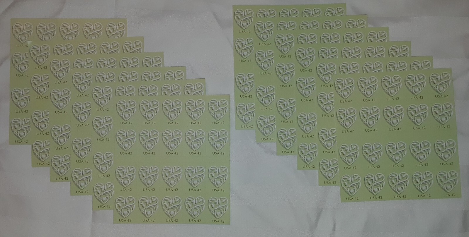 TWO Panes / Booklets x 20 = 40 of WEDDING HEARTS 42¢ US Postage Stamp USA # 4271