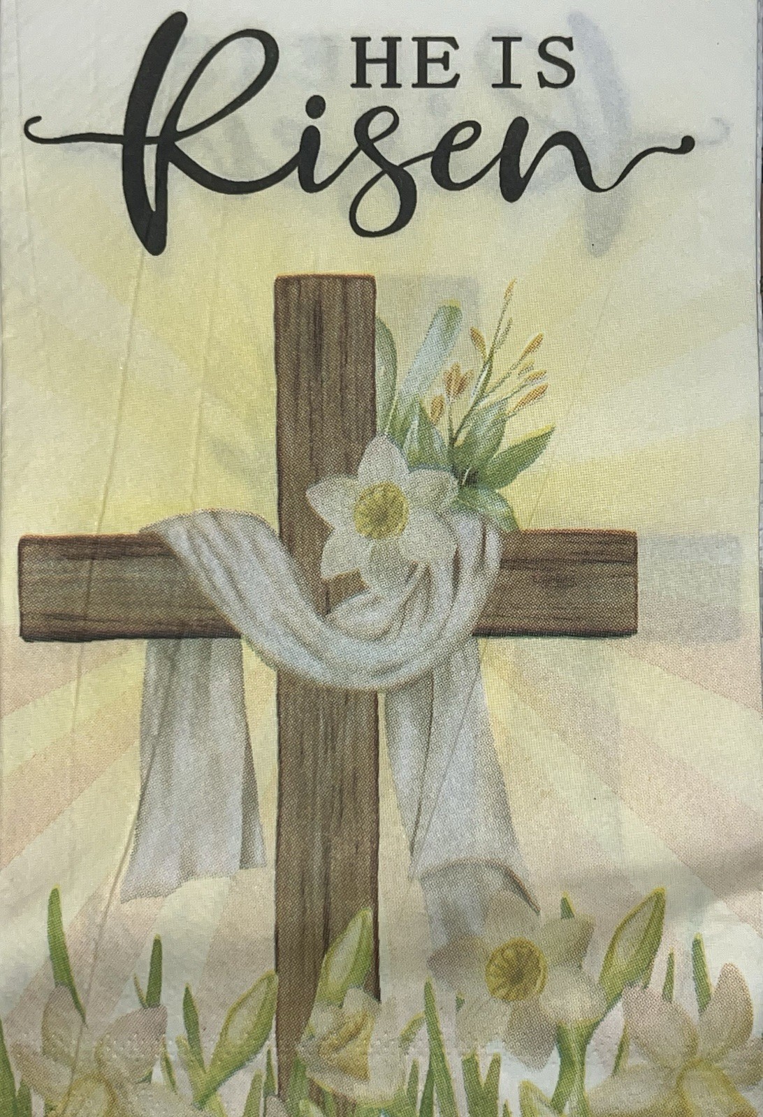 Three Paper Dinner Decoupage Craft Napkins He Is Risen Easter/cross Yellow Lily