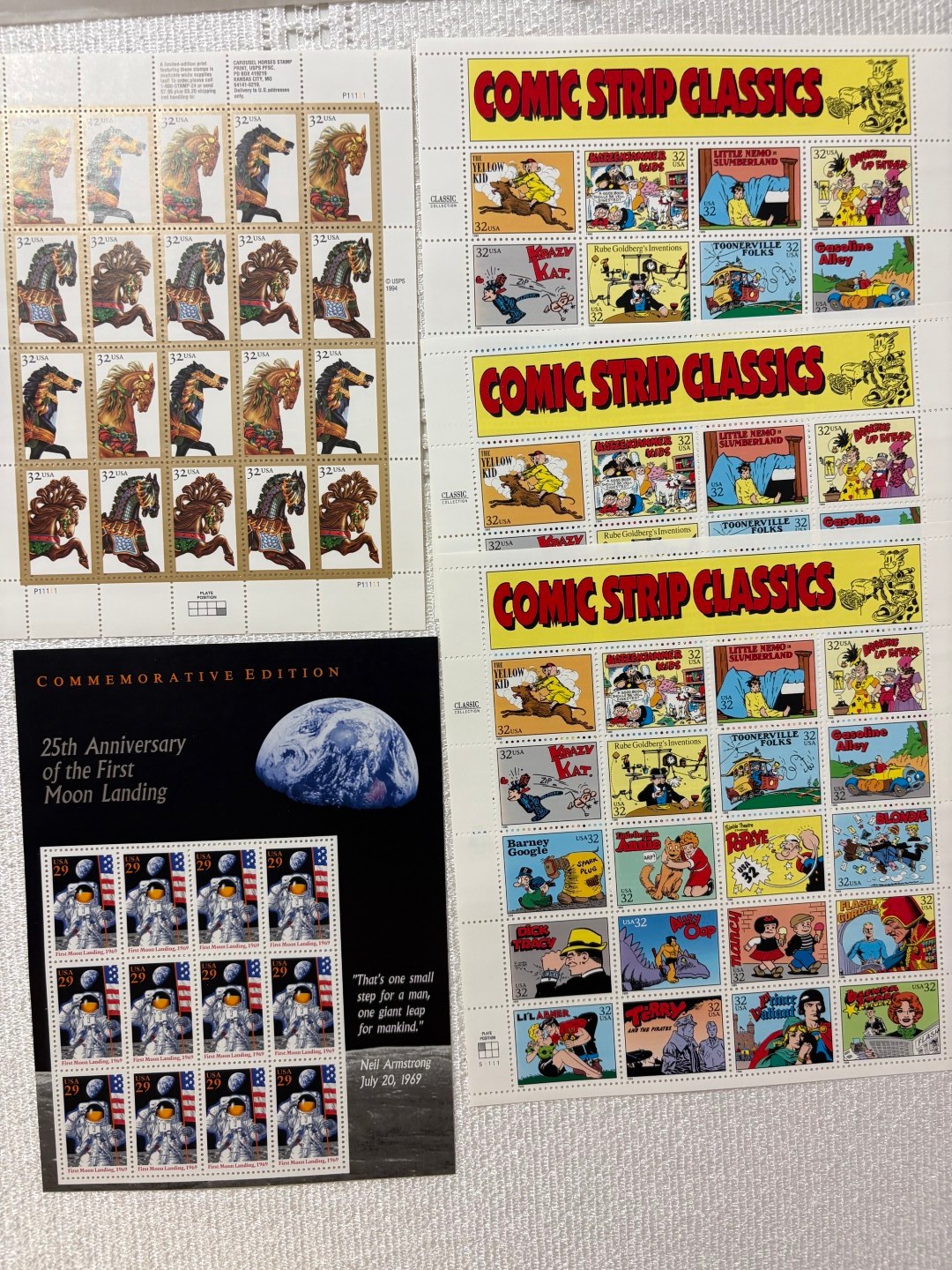 USPS Vintage Commemorative Stamp Sheets Collection – Lot of 6 (Mint & FDOI)