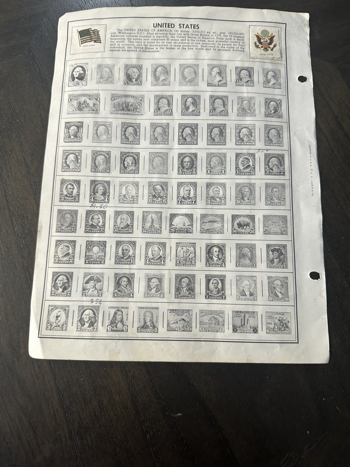 50 State Flags American Bicentennial Postage Stamps H.E. Harris & Co. USA- 1966
