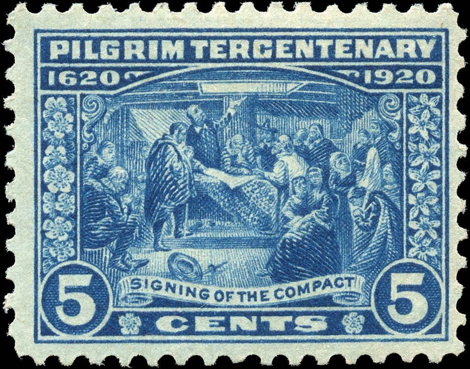 USAMint NH F-VF 5c Scott #550 1920 Signing of the Compact Stamp