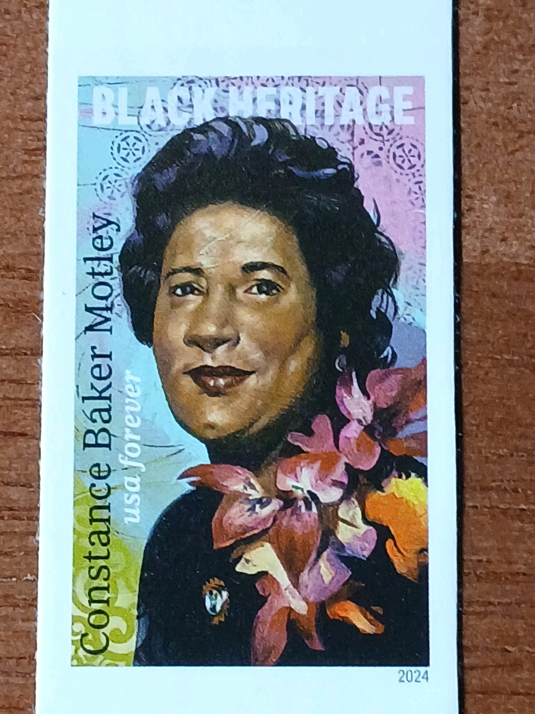 USA 2024 Sc #5830a 4ever CONSTANCE BAKER MOTLEY Imperf/NDC Vertical pair Mint