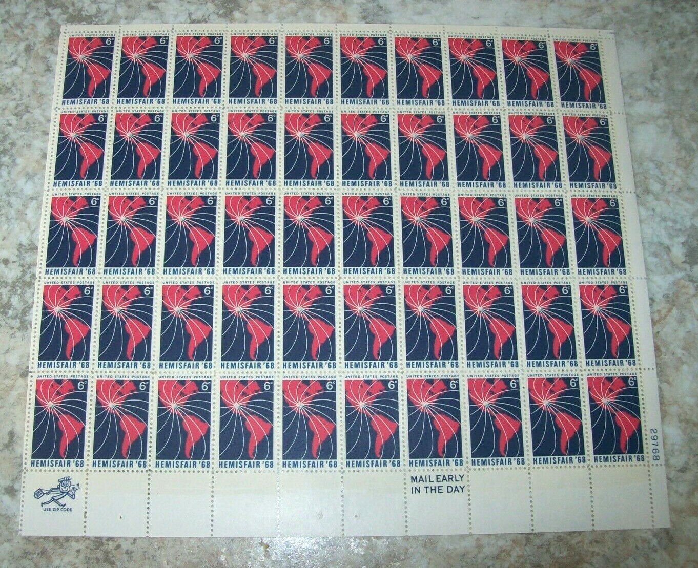 Estate Find Postage Stamps Full Sheets, Lot of 10, Denominations 6 cents