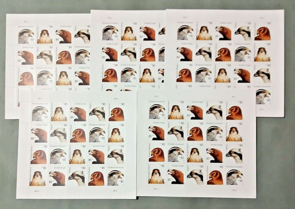 Birds of Prey Scott #4608-4612, 5 Sheets of 20 MNH Post Office Fresh, Lot of 5