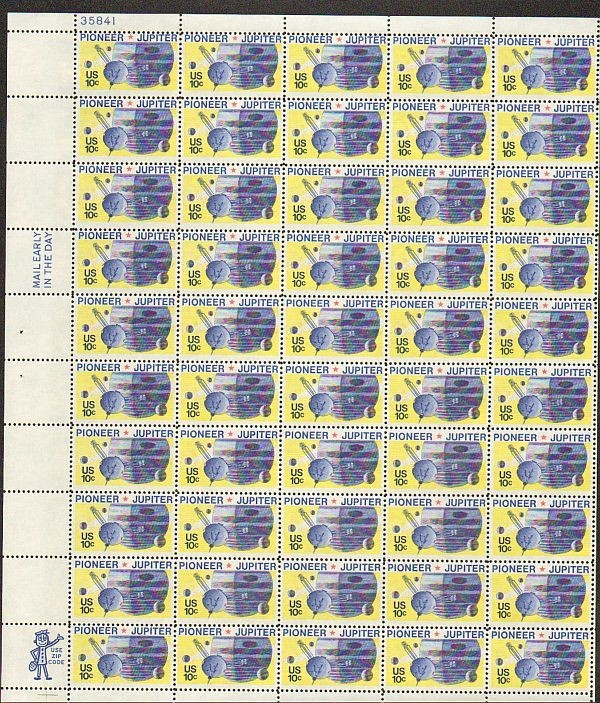 United States 10¢ Pioneer Jupiter #1556 MNH Full Sheet FACE VALUE