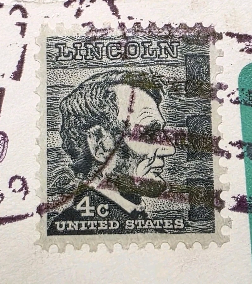 1965 U.S. 4¢ Abraham Lincoln Stamp on Original Airmail Cover Piece Postmarked…