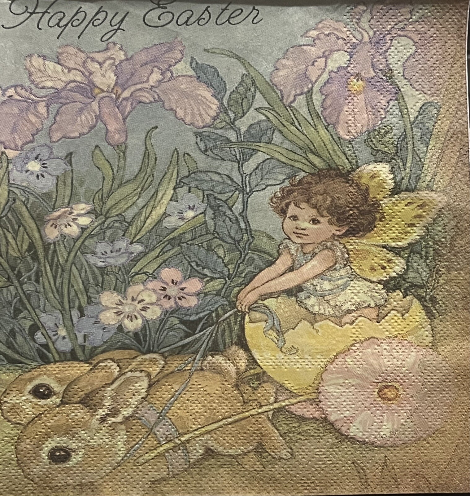 TWO Paper LUNCHEON Decoupage Art Craft Napkin VTG EASTER/BUNNY-RABBIT/chick/duck
