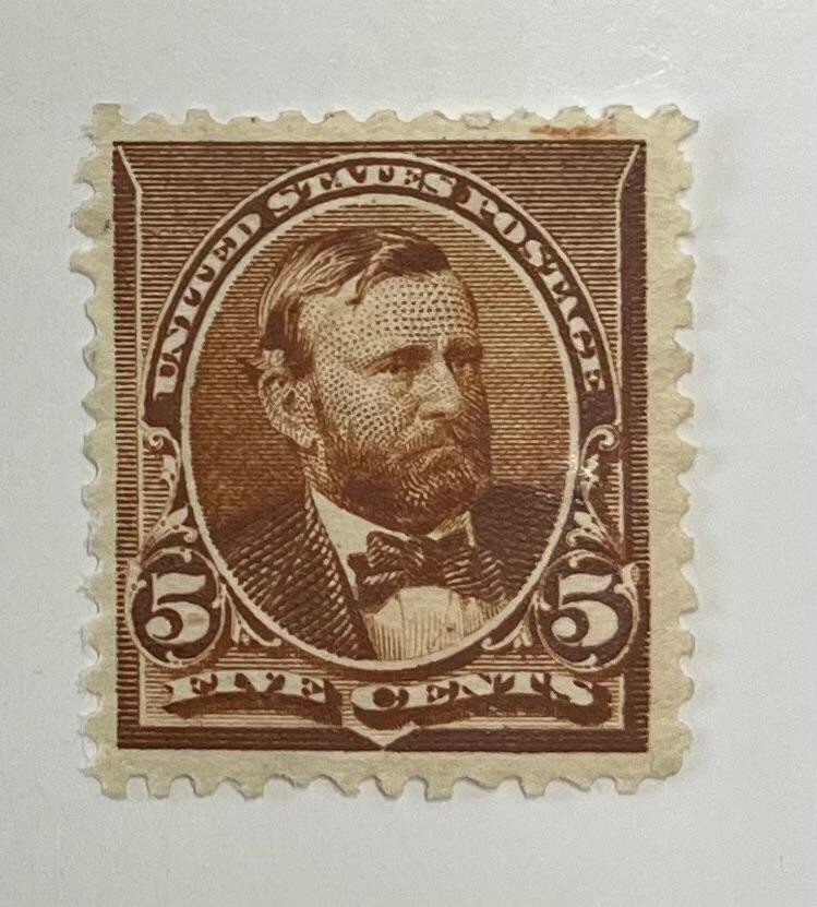US Postage Stamp Scott # 223 Mint, 5cent US Grant OG. Hinged.