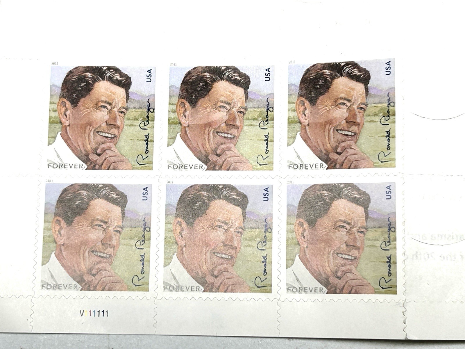 USPS 2010 Ronald Reagan Centennial Forever Stamps Block of 6– 40th President MNH