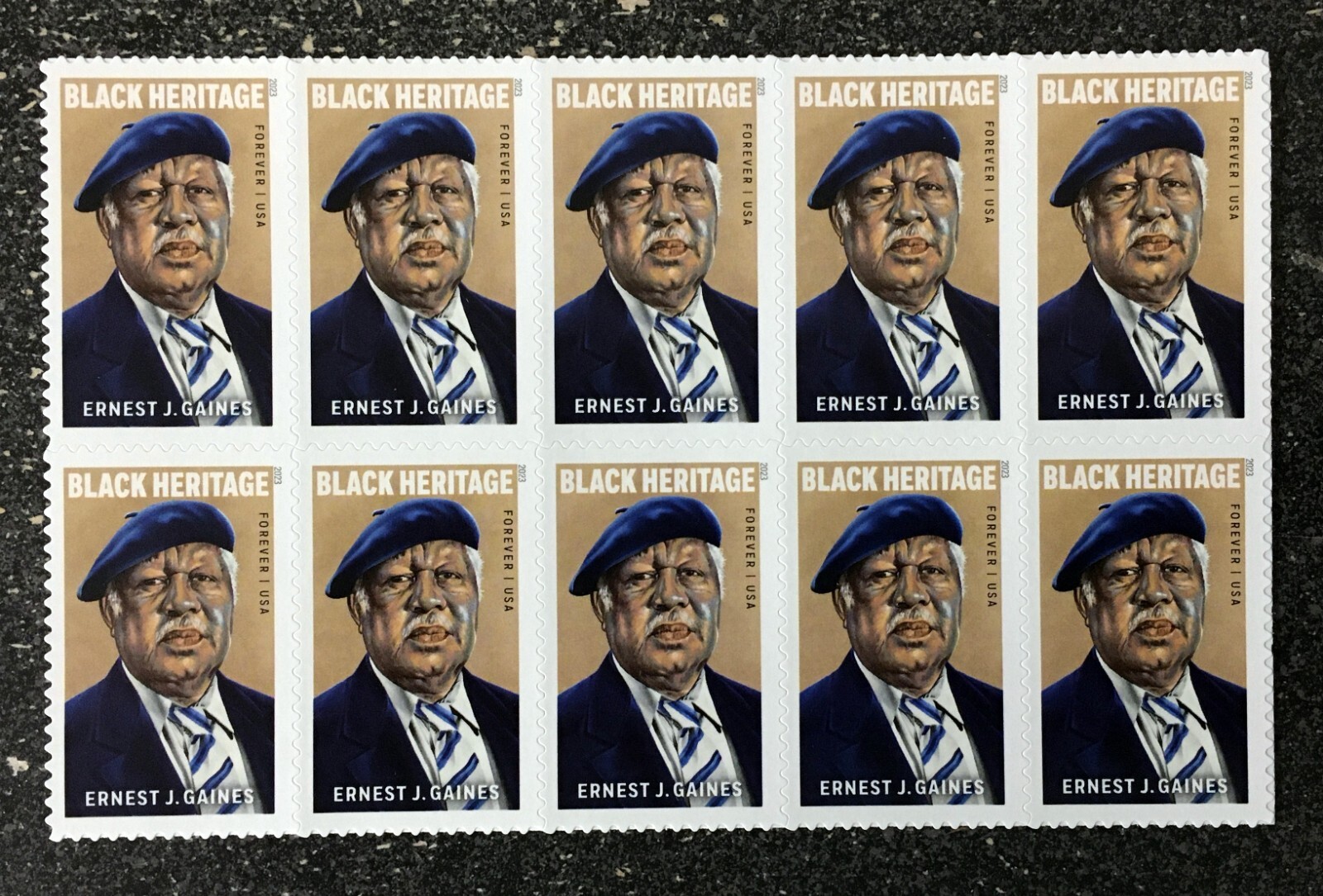 2023USA Forever Ernest J Gaines – Black Heritage – Block of 10 postage