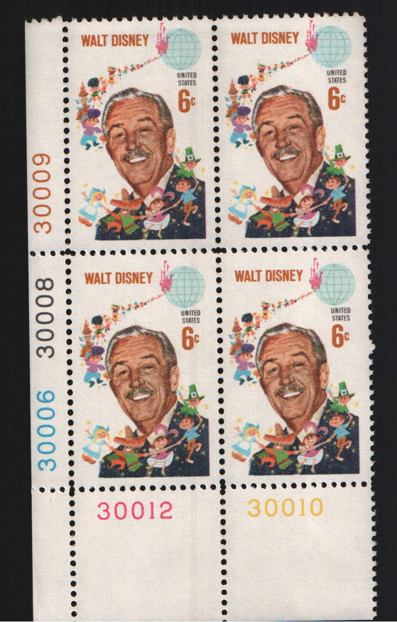 1968 6c Walt Disney Block of Four Scott #1355 ST173