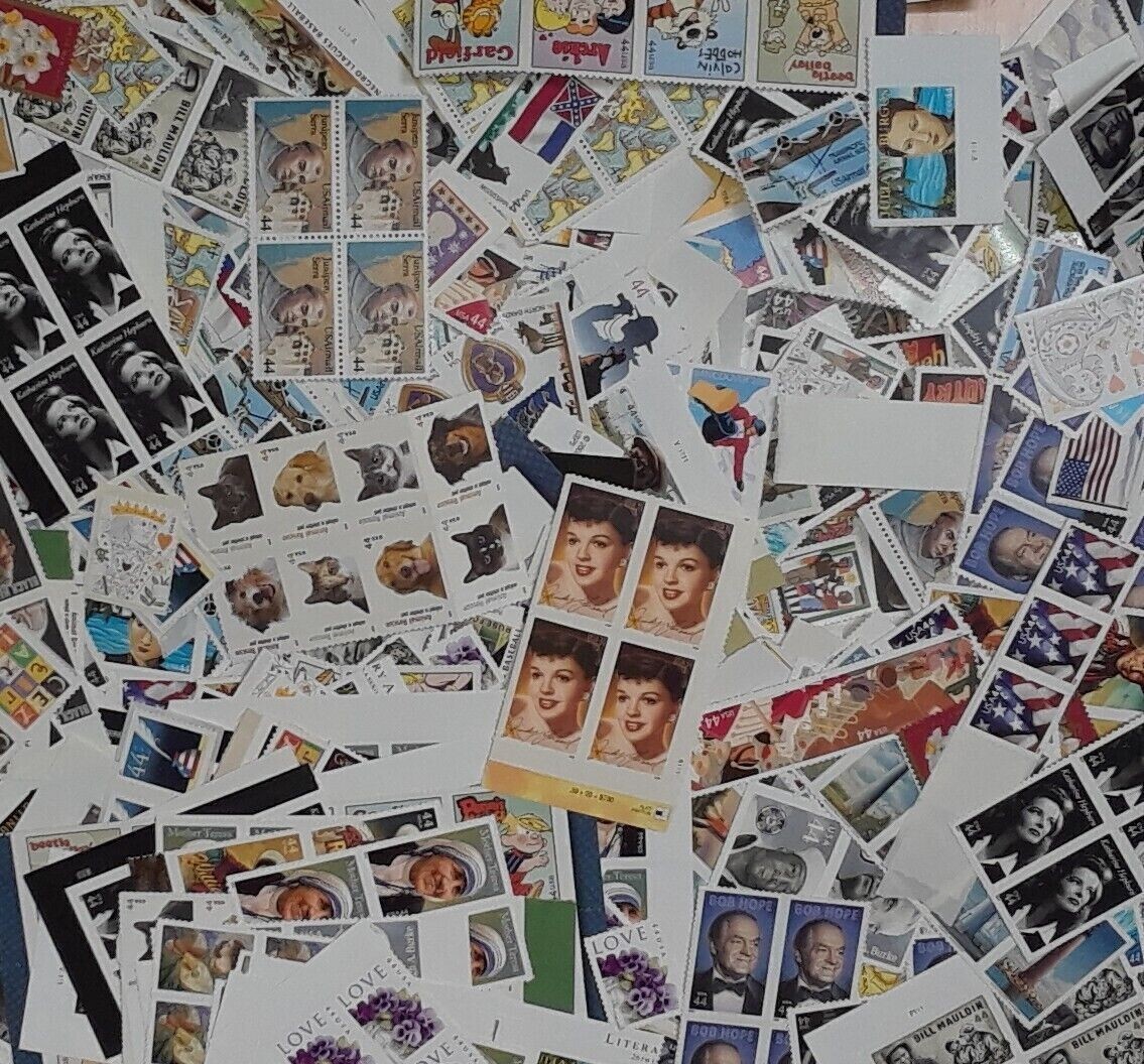 Mixed 51 of New/Usable Multiples, Strips & Singles of 44¢ US Postage Stamps USA