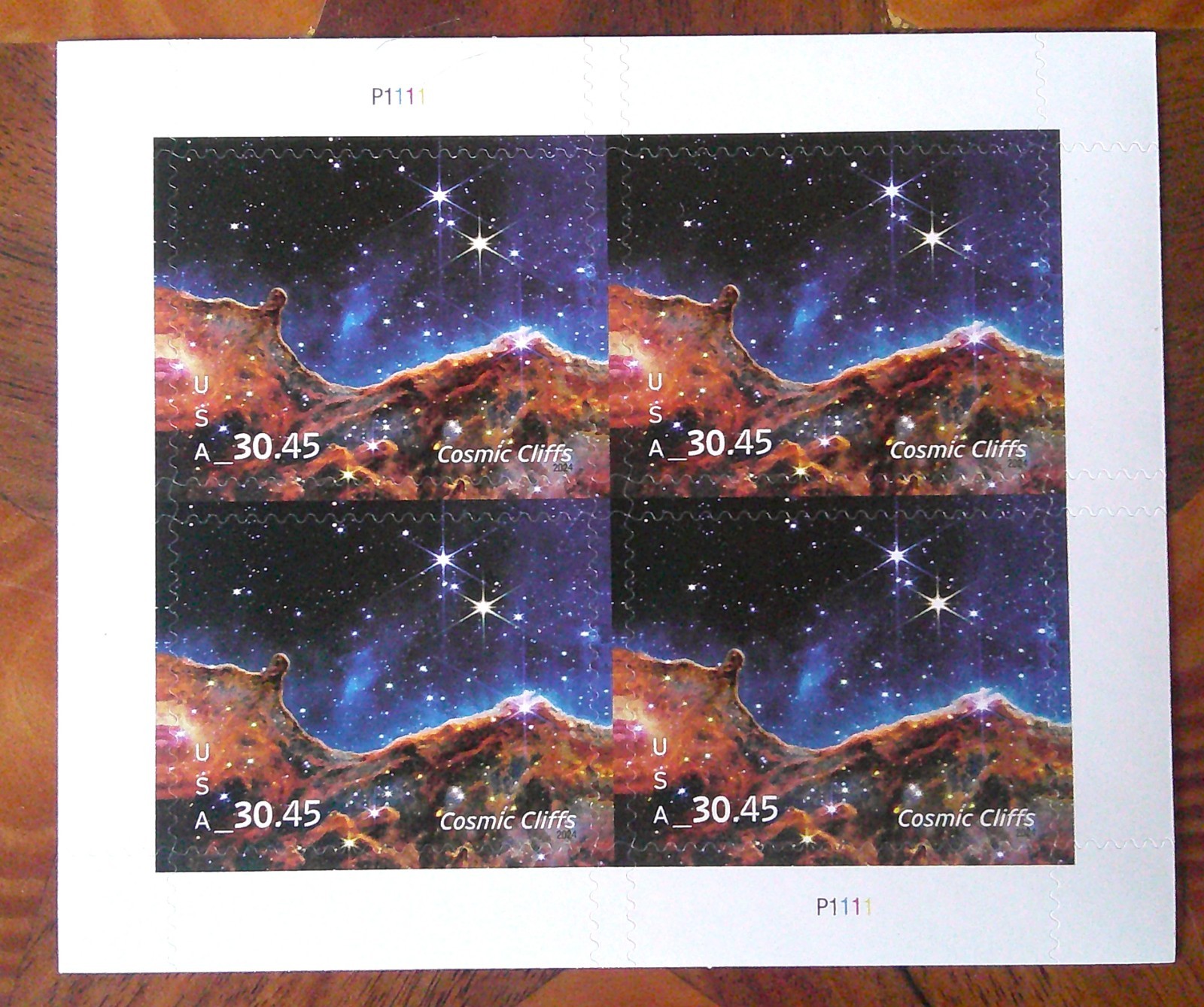 Full Pane of 4, U. S. Priority Express mail stamp SC 5828 Cosmic Cliffs MNH 2024