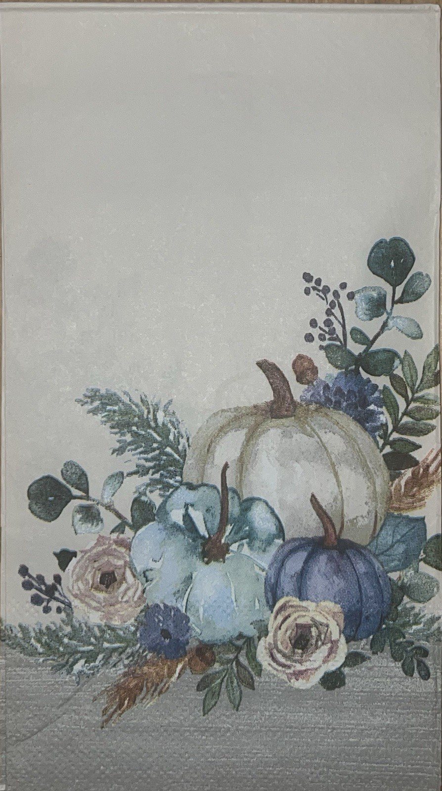 TWO Individual Dinner Decoupage Napkins/autumn/Halloween/White /Blue Pumpkins