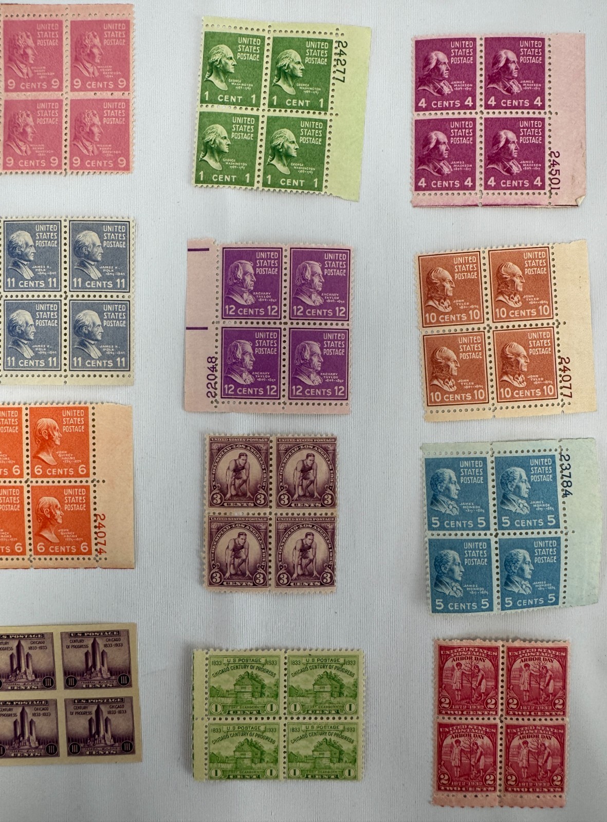 Vintage US Presidential and Commemorative Plate Block Collection 13 Mint Plate