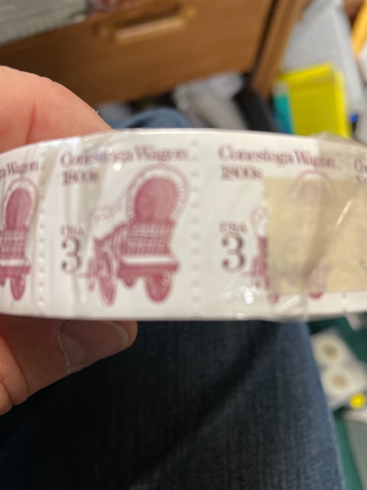 RARE 1988 3 CENT STAMPS 3000 STAMP COIL ROLL ORIGINAL WRAPPING CONESTOGA WAGON