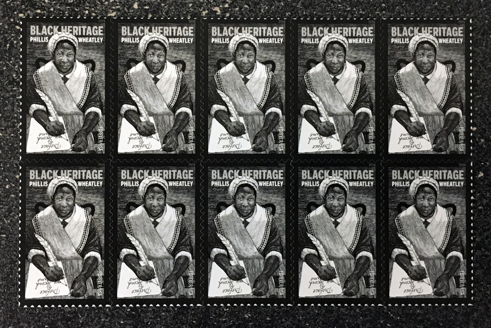 2026USA #6053 Forever Phillis Wheatley Black Heritage – Block of 10 From Sheet