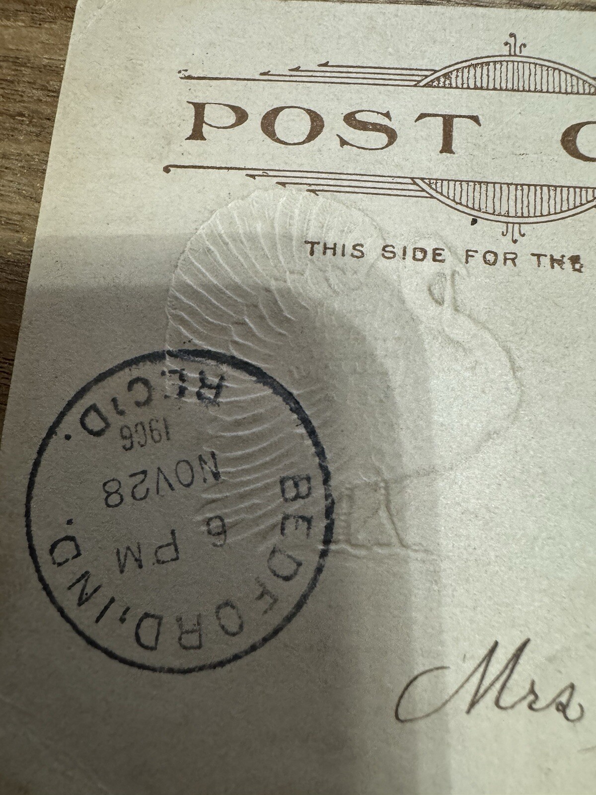 VTG 1706 FRANKLIN 1Cent Stamp POSTAGE Card, Circulated OOAK POSTMARK 1906 Rare